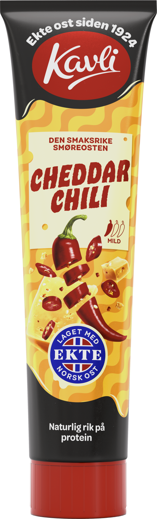 Cheddar ChiliOst 175g tube render Cheddar ChiliOst 175g tube render